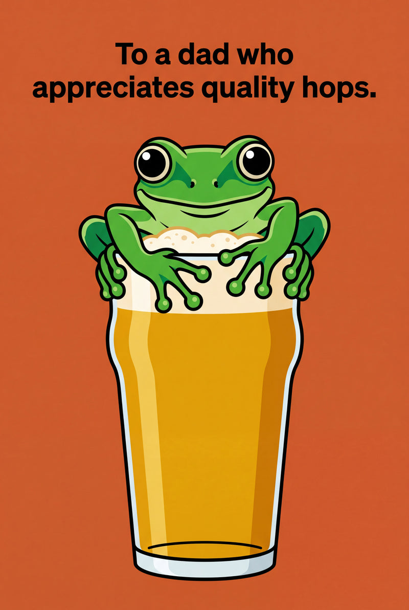 vector frog fathers day greeting card - Appreciating The Hops