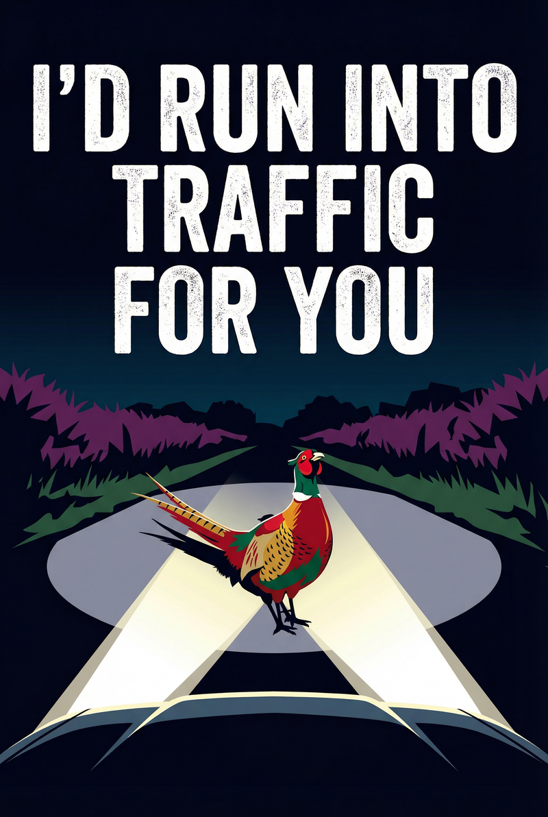 I'd Run Into Traffic - Pheasant Valentines Card