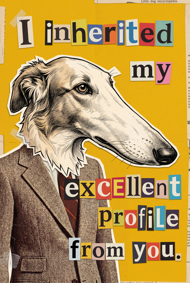 collage borzoi fathers day greeting card - Excellent Profile