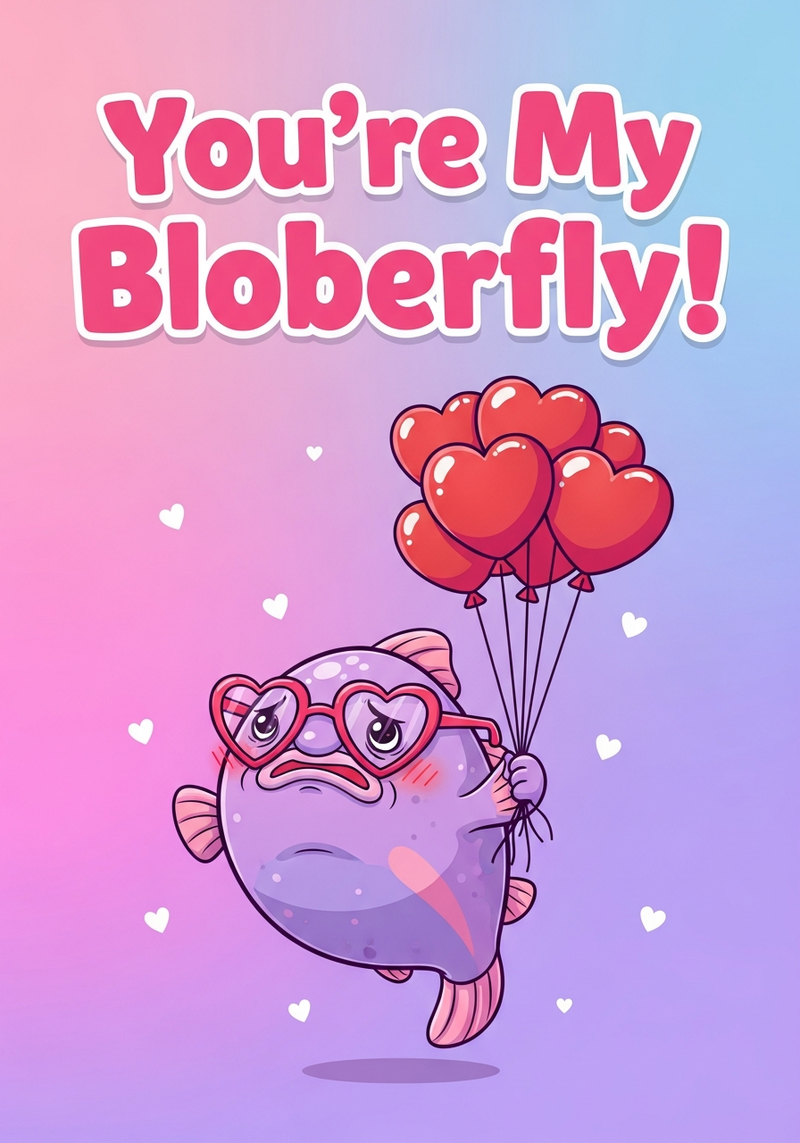 Cute Blobfish Valentine Card