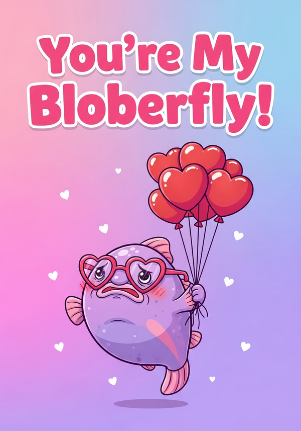 Cute Blobfish Valentine Card