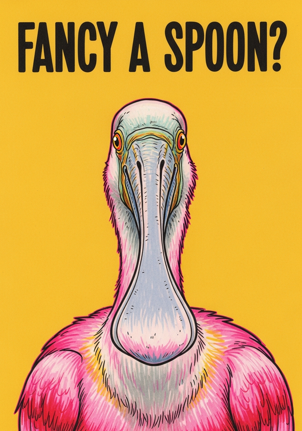 Fancy A Spoon Spoonbill Valentines Card